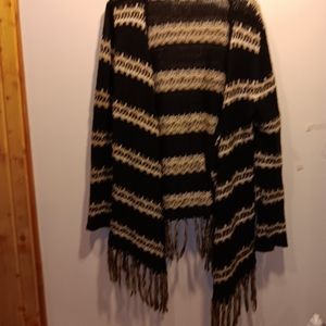 XL Jason Maxwell open front cardigan with fringe